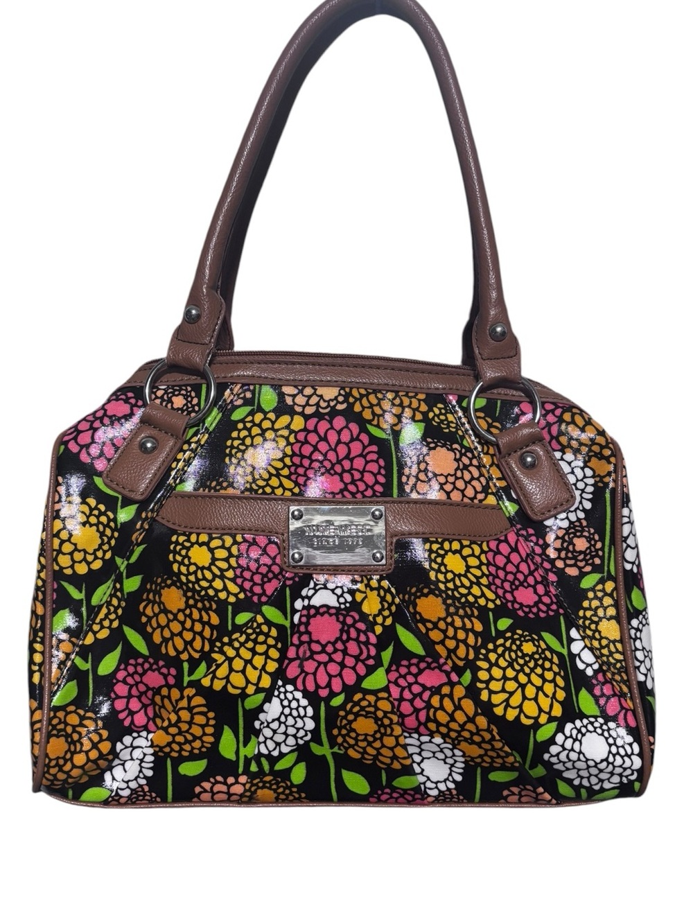 24) Nine West Floral Satchel Bag with crossbody strap. NWOT